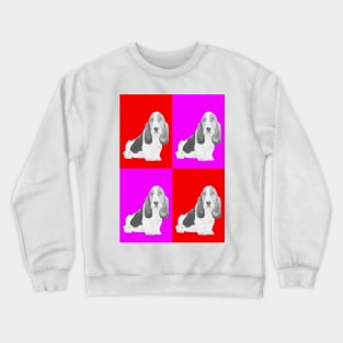 Basset Hound Puppy in Pink and Red Crewneck Sweatshirt